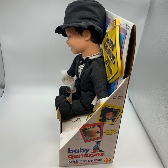 Vintage Baby Genius Stick 'Em Up Pals Baby Genius On Board Doll and Sign in Box - Picture 9 of 13